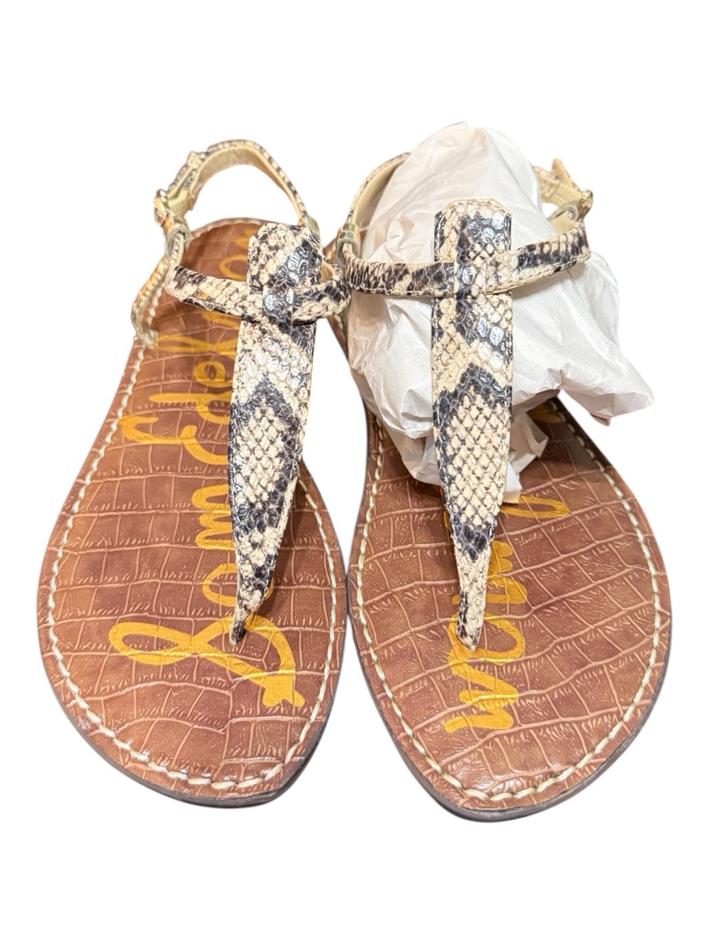 Sam Edelman Gigi Snake Print Leather Thong Sandals Women’s Size 6 NWOB